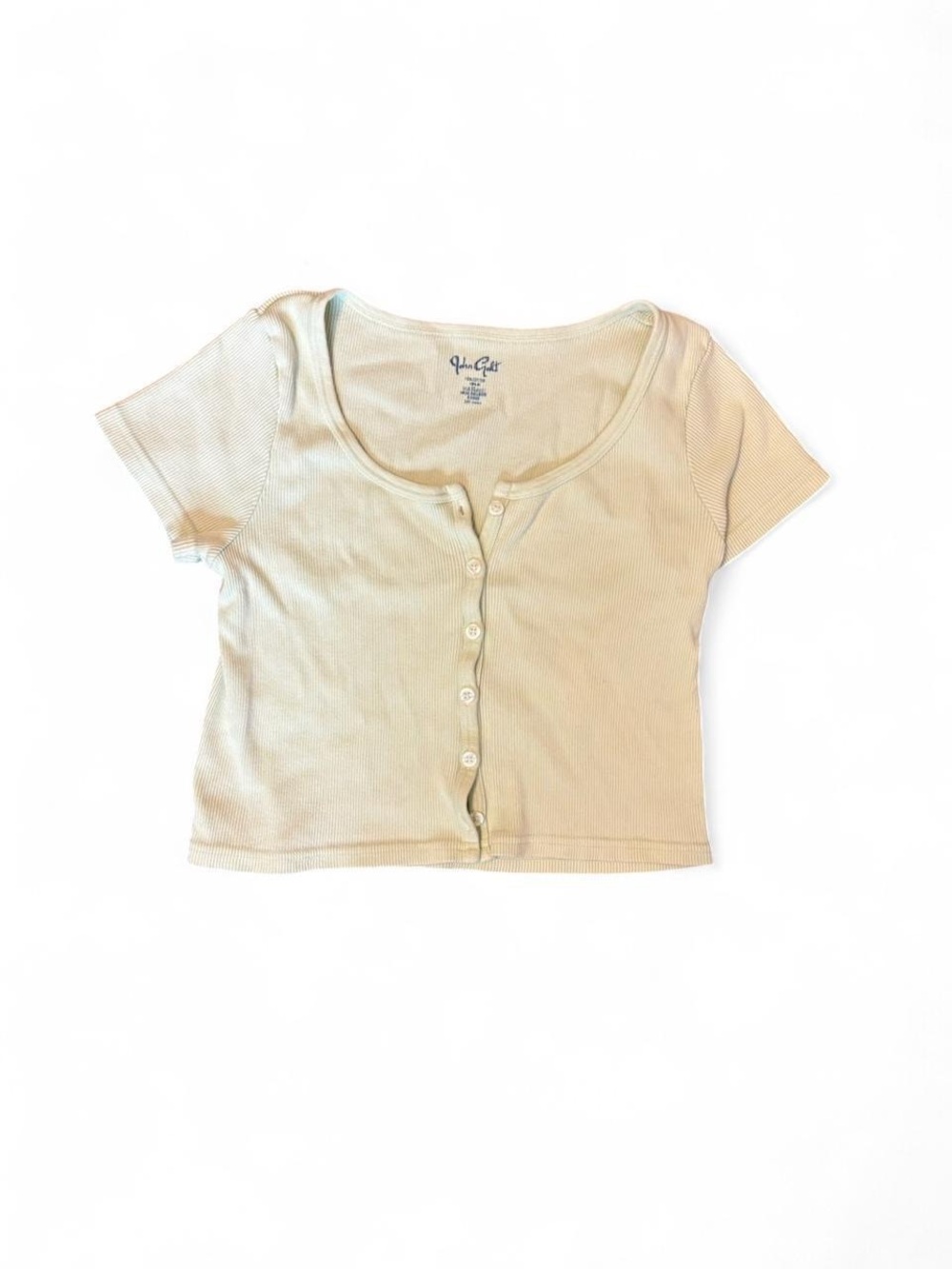 John Galt Brandy Melville Light Green Cropped Button-Up Tee, One Size